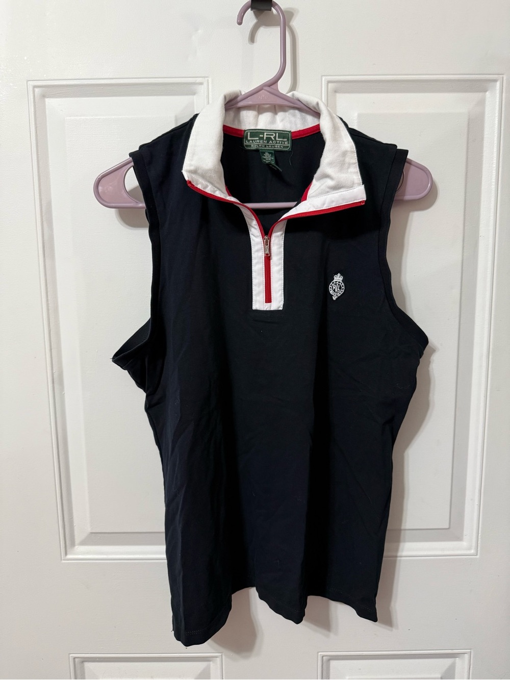 Ralph Lauren black Sleeveless Polo with White and Red Trim